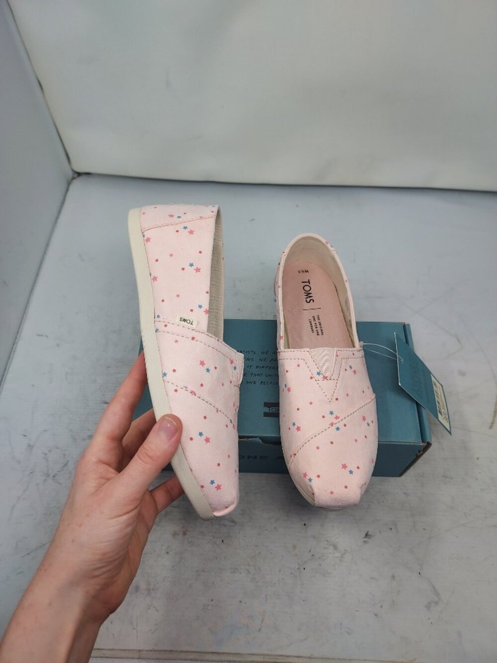 Toms Pink Star Slip On Shoe